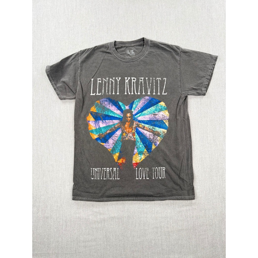 Lenny Kravitz Universal Love Tour Graphic T-Shirt Mens Medium Gray Mineral Wash